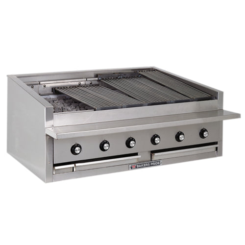 Bakers Pride L-48RS 48" Low Profile Countertop Gas Steel Radiant Charbroiler | 150,000 BTU