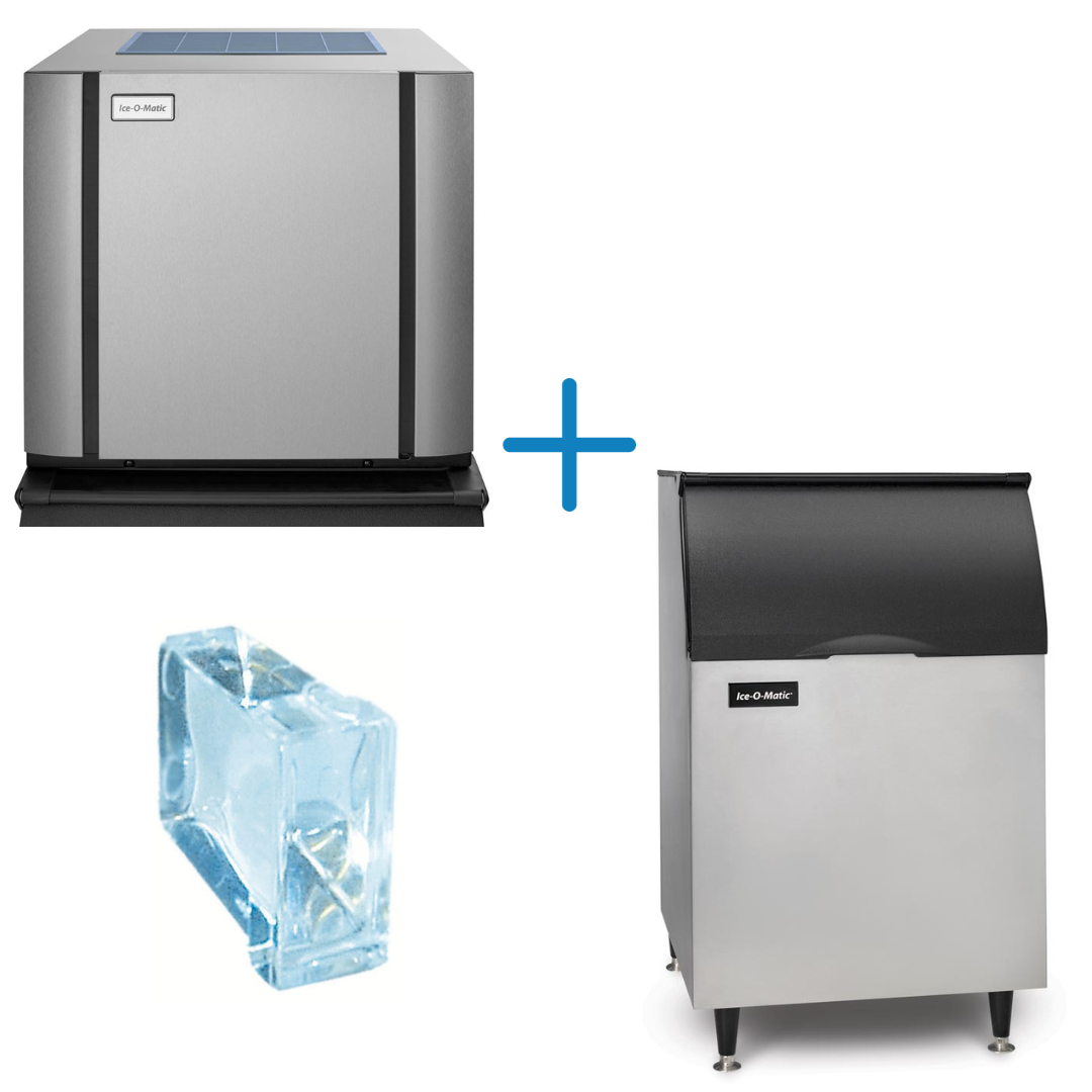 Ice-O-Matic CIM0430HA+B55PS 435 lb. Air Cooled Half Cube Ice Machine Head w/ 510 lb. Ice Bin