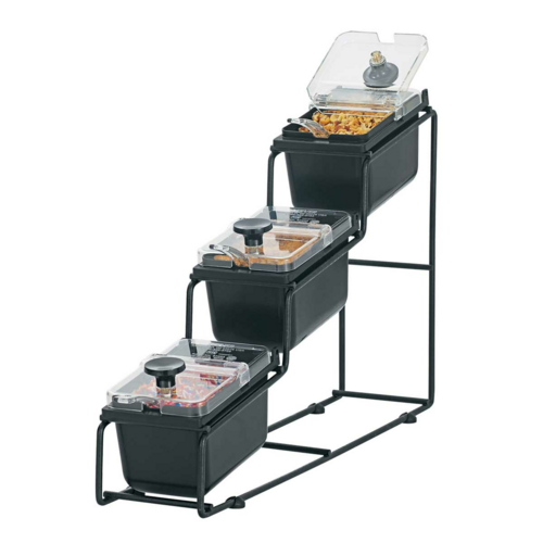 Server 88711 WireWise 3-Tier Black Countertop Topping Station With Jars