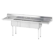 Advance Tabco FE-3-1620-18RL-X 84" x 26" 3-Compartment Fabricated Sink w/ 18" Left and Right Drainboards