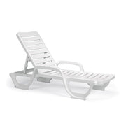 Grosfillex 44031004 Bahia Stacking Outdoor Chaise | White