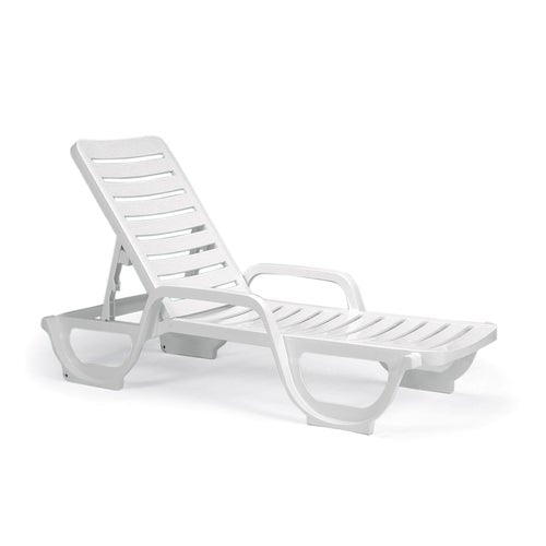 Grosfillex 44031004 Bahia Stacking Outdoor Chaise | White
