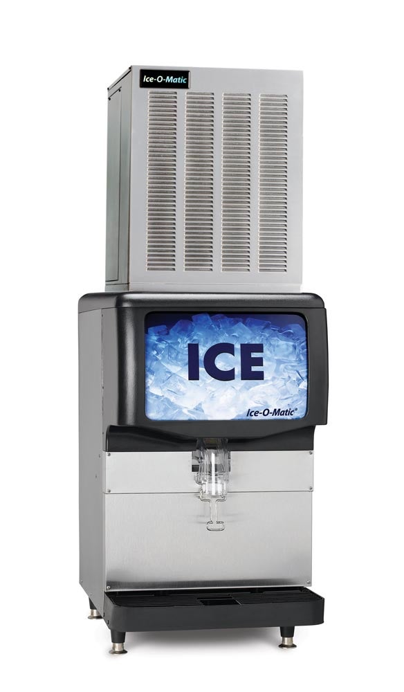 Ice-O-Matic GEM0650A+B55PS 740 lb. Air Cooled Pearl Ice Machine Head w/ 510 lb. Ice Bin