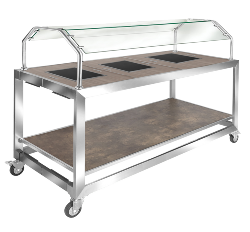 Eastern Tabletop ST8525G Angled Hub Buffet Sneeze Guard | 64"W x 30"D x 24"H