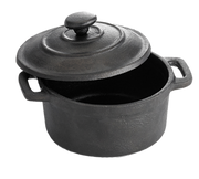 Tablecraft CW30110 Cast Iron 8oz. Round Mini Casserole Server w/ Lid