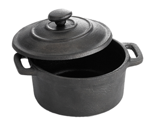 Tablecraft CW30110 Cast Iron 8oz. Round Mini Casserole Server w/ Lid