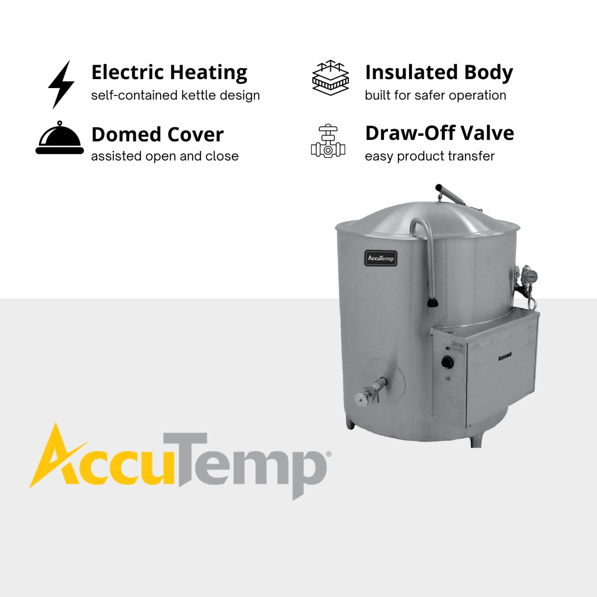 AccuTemp Edge Series ALLEC-40-QS Electric 2/3 Steam Jacketed Kettle | 40 Gallon