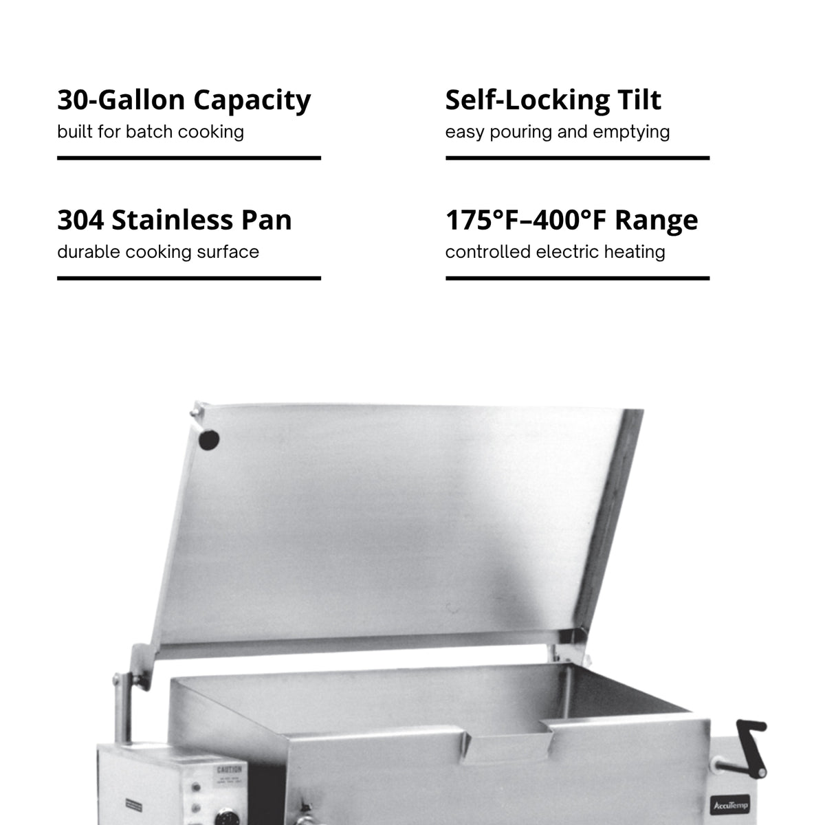 AccuTemp ALTES-30-QS 30-Gallon Electric Tilting Skillet Braising Pan