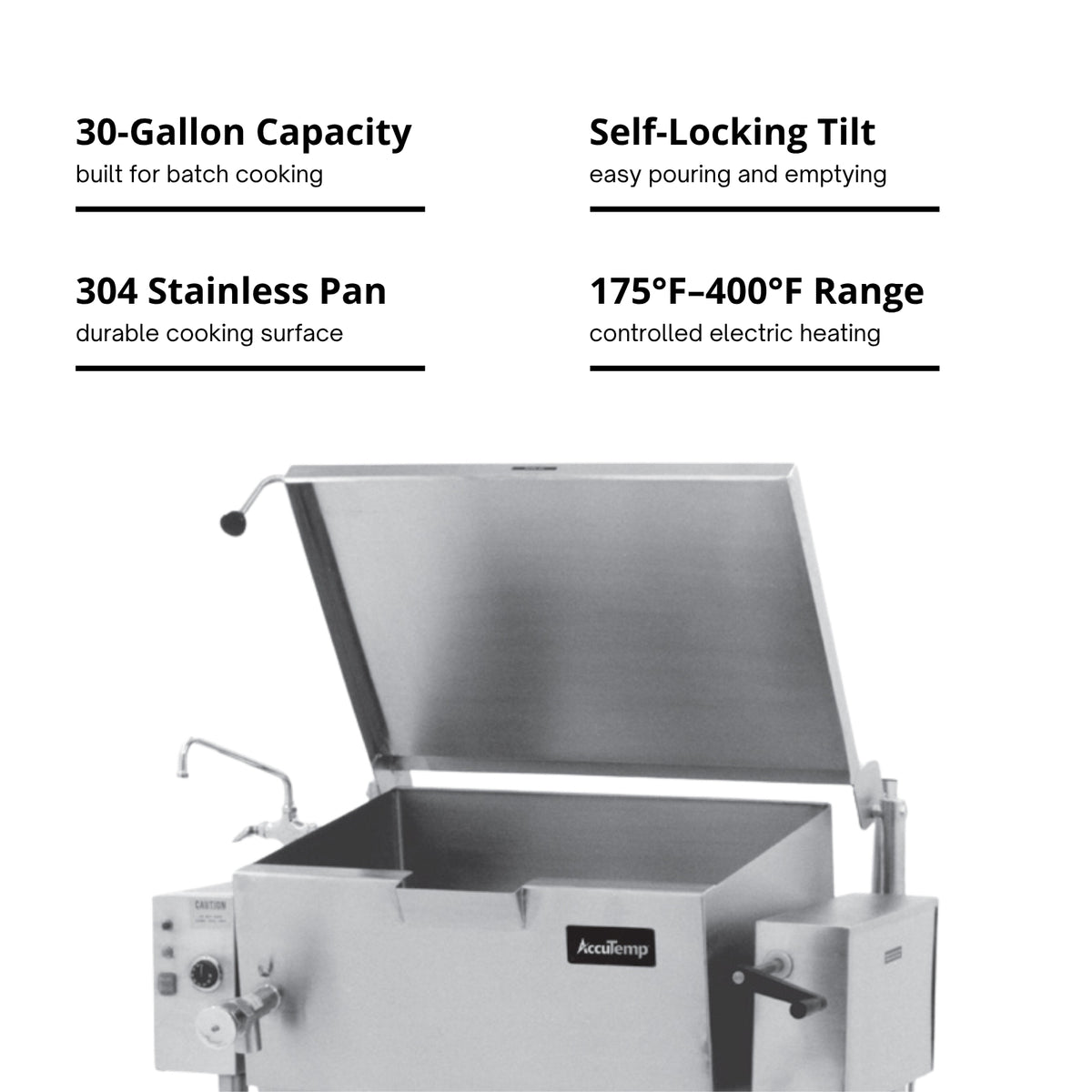 AccuTemp ALTGSE-30-QS 30-Gallon Gas Tilting Skillet Braising Pan