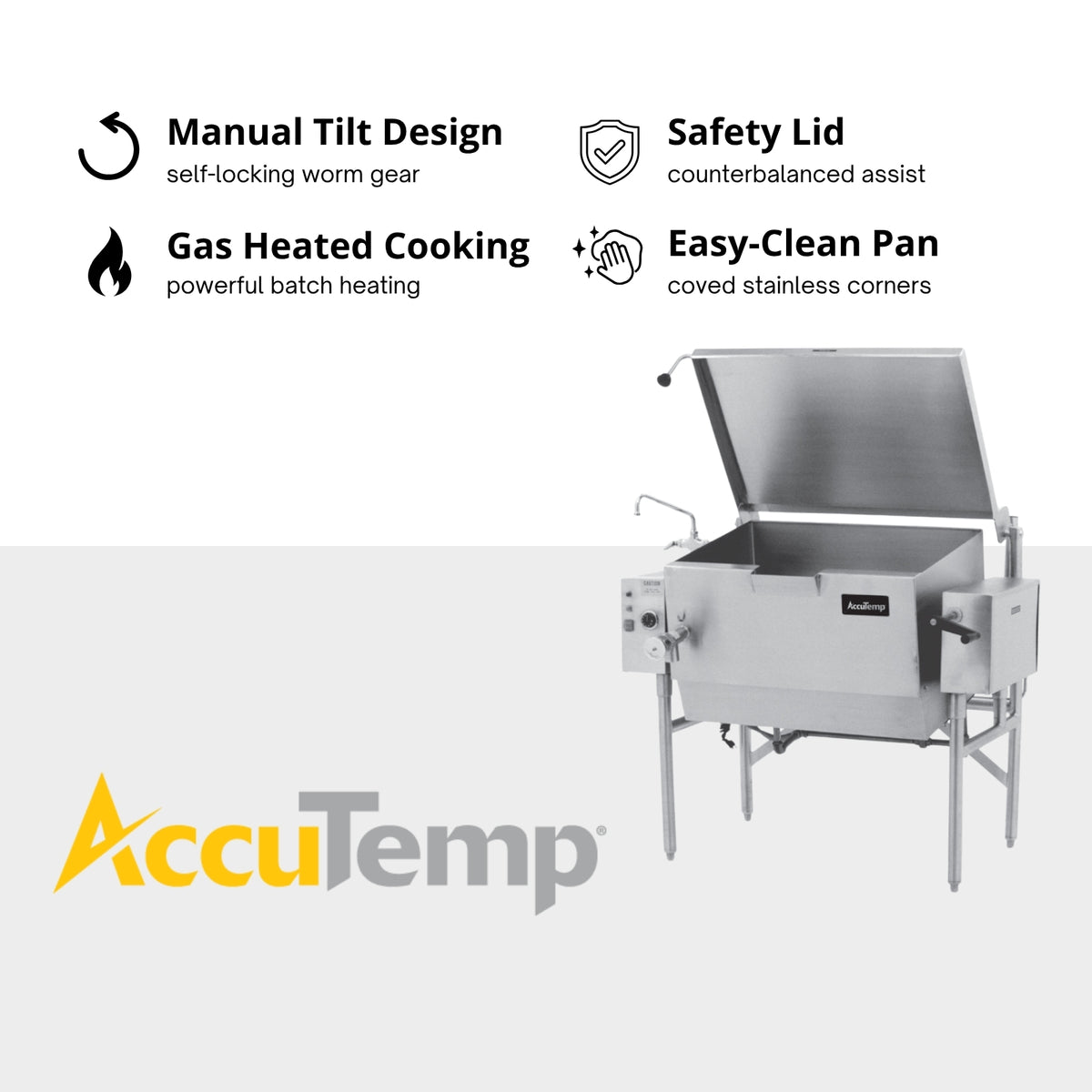 AccuTemp ALTGSE-40-QS 40-Gallon Gas Tilting Skillet Braising Pan
