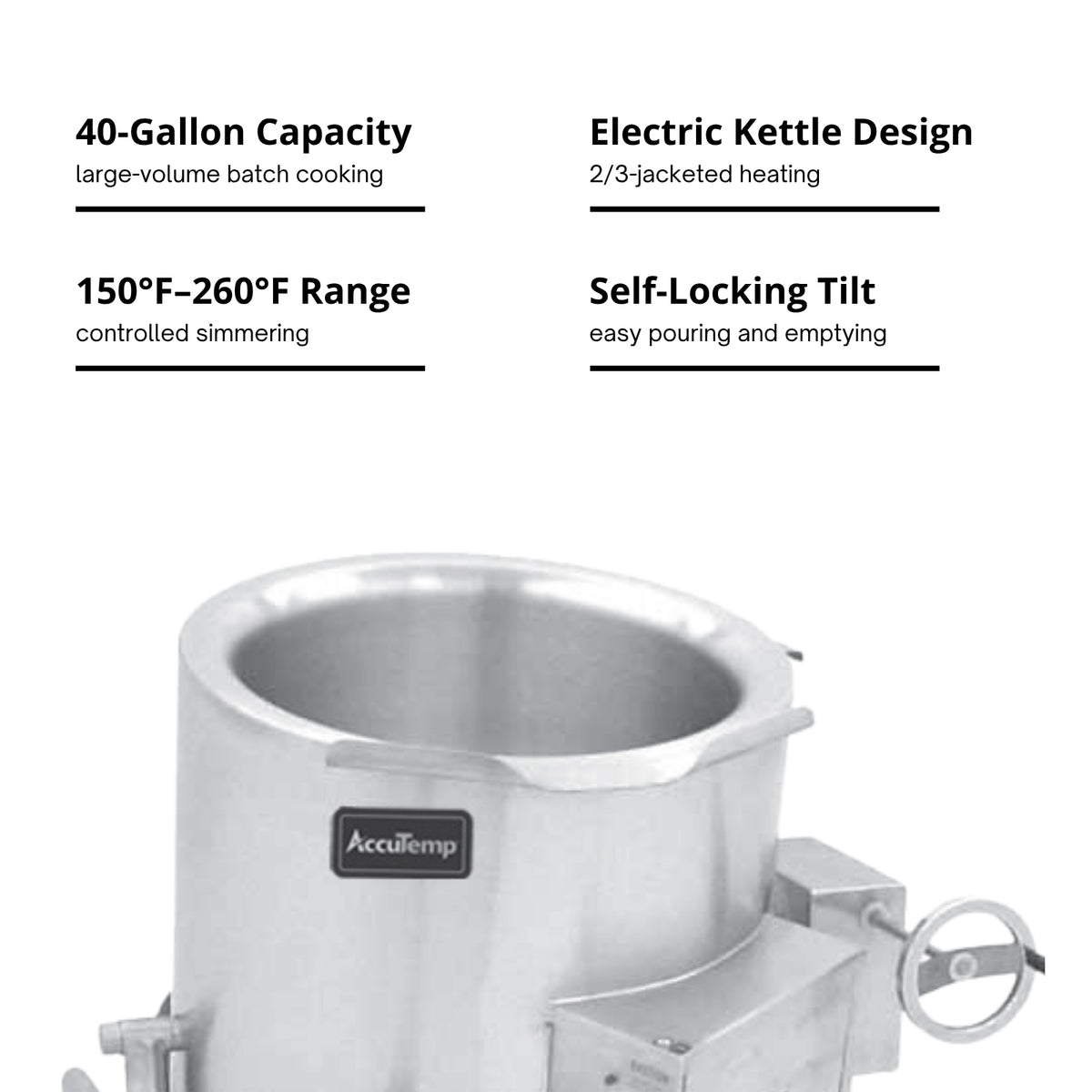 AccuTemp ALTWE-40 40-Gallon Electric 2/3 Jacket Tilting Kettle