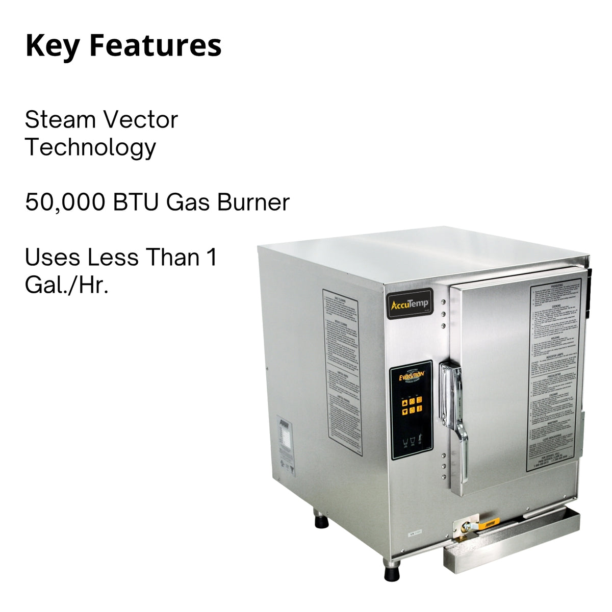 AccuTemp N61201E060 Evolution 6 Pan Natural Gas Countertop Convection Steamer | 50,000 BTU