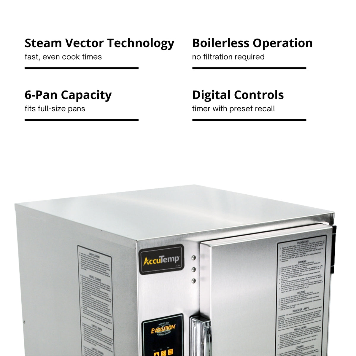 AccuTemp N61201E060 Evolution 6 Pan Natural Gas Countertop Convection Steamer | 50,000 BTU