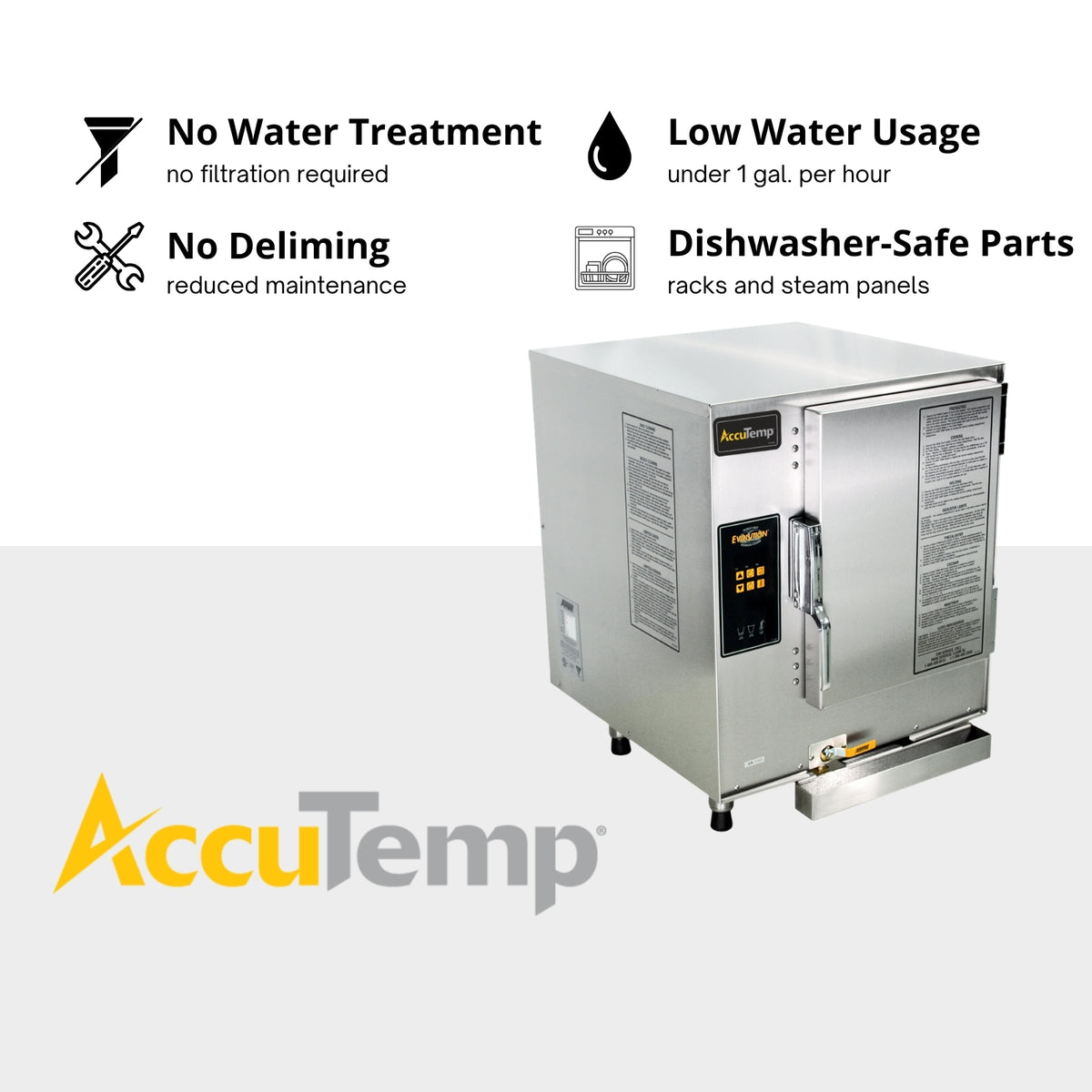 AccuTemp N61201E060 Evolution 6 Pan Natural Gas Countertop Convection Steamer | 50,000 BTU