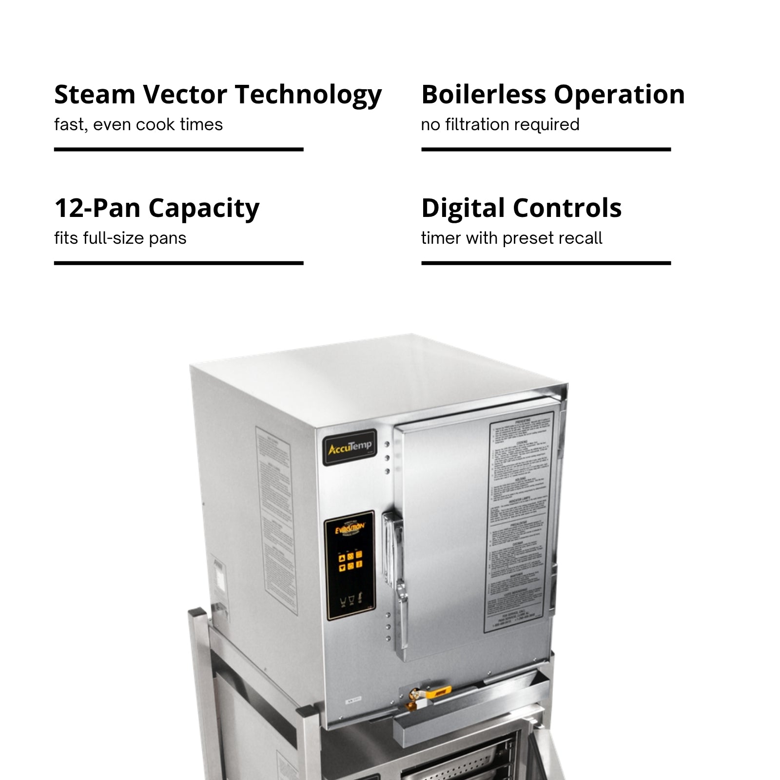 AccuTemp ACCU-N61201E060 DBL Steamer, Convection, Boilerless, Countertop