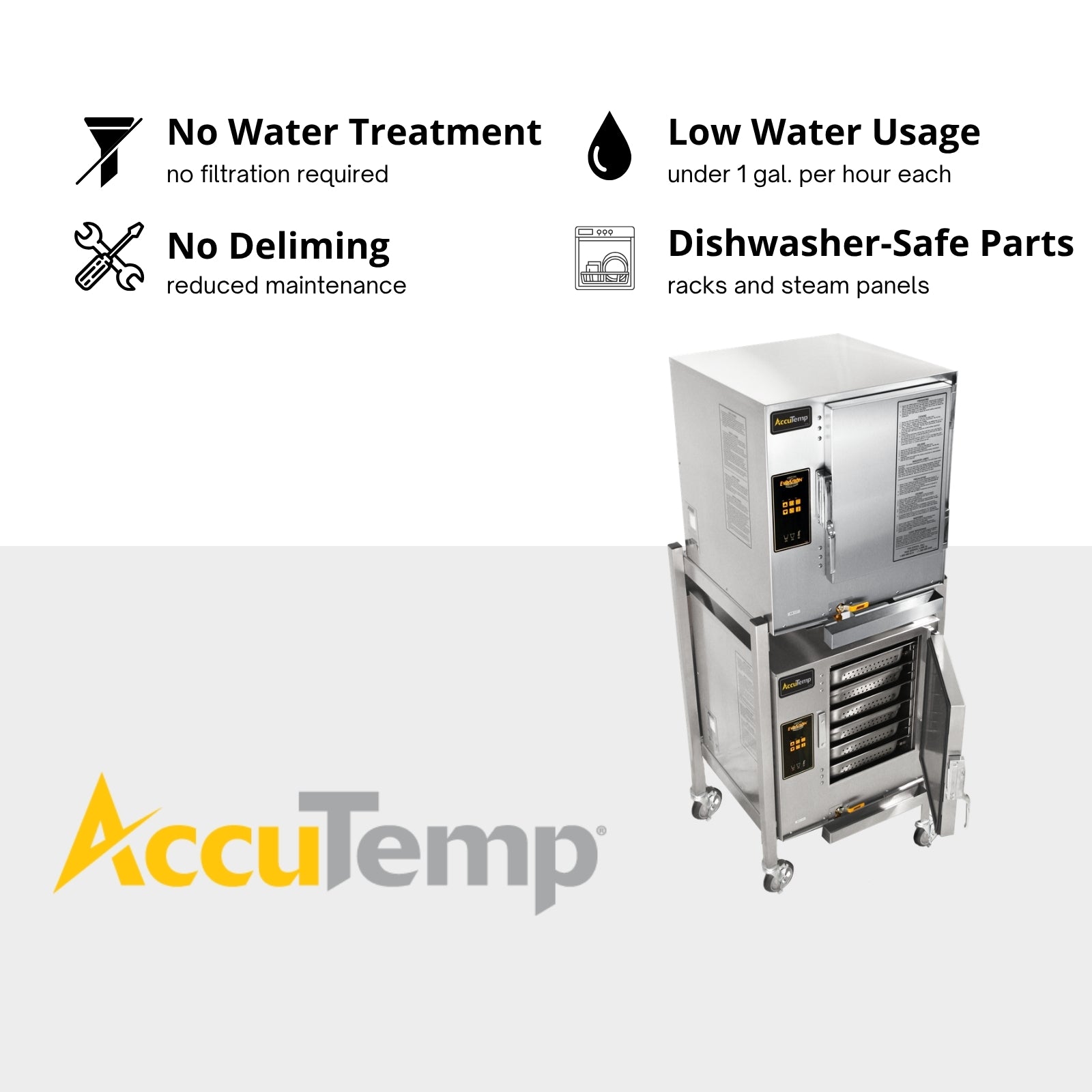 AccuTemp ACCU-N61201E060 DBL Steamer, Convection, Boilerless, Countertop