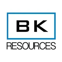 BK Resources logo with a blue rectangle and black text on a white background