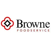 Browne Foodservice logo with a red and black emblem on a white background