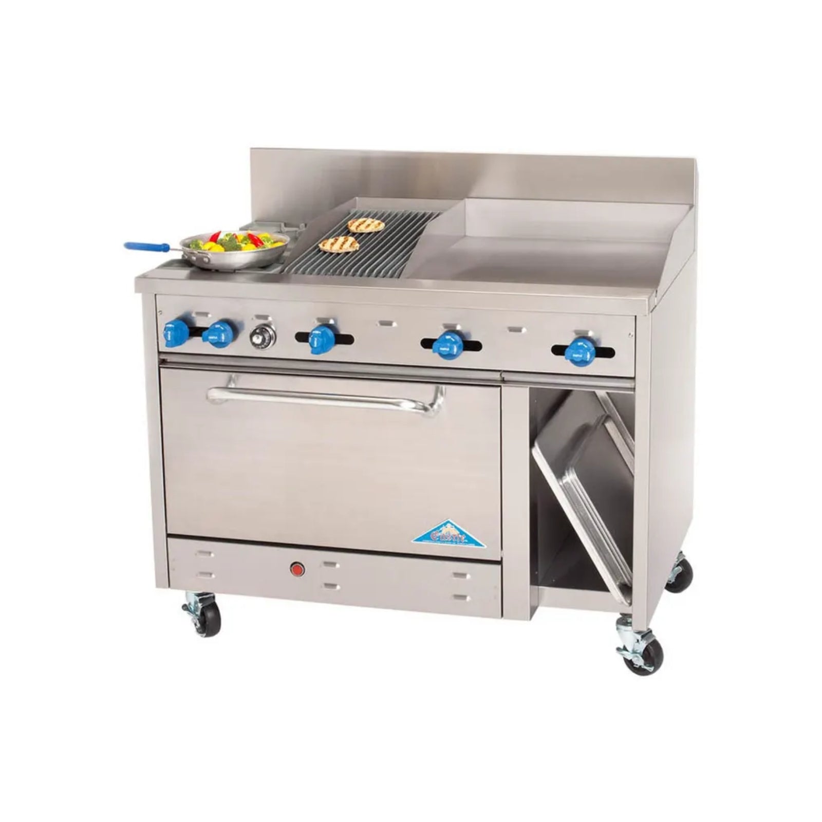 Comstock-Castle F33033-24-2RB 72" Gas 4-Burner, Griddle & Charbroiler Range w/ (1) 31" Oven & 33" Cabinet Base | 246,000 BTU