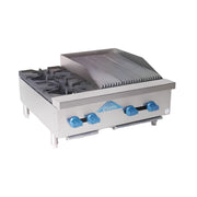 Comstock-Castle FHP30-1.5RB 30" Countertop Gas 2-Hotplate / Charbroiler Combo | 94,000 BTU