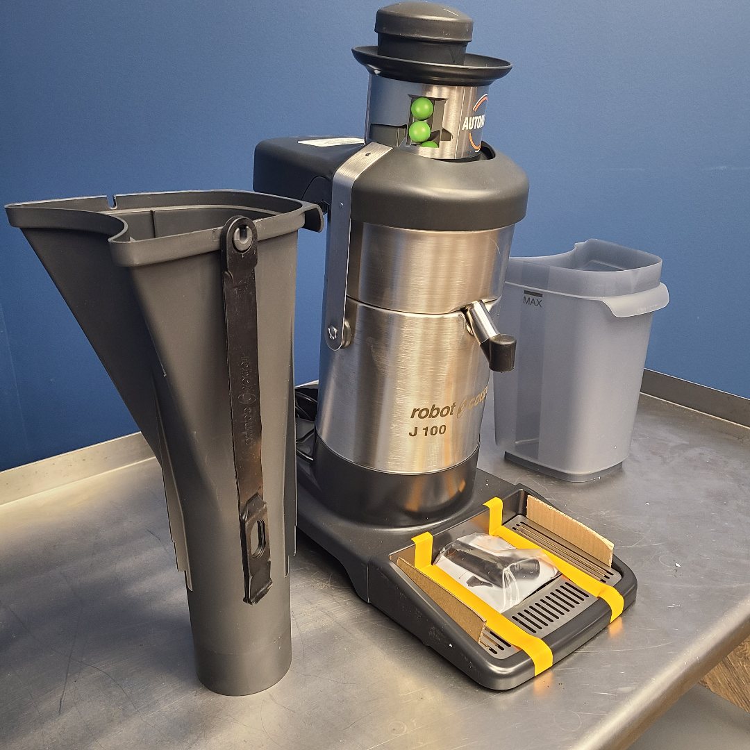 side of Robot Coupe J100 electric juicer