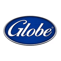 Globe logo on a white background