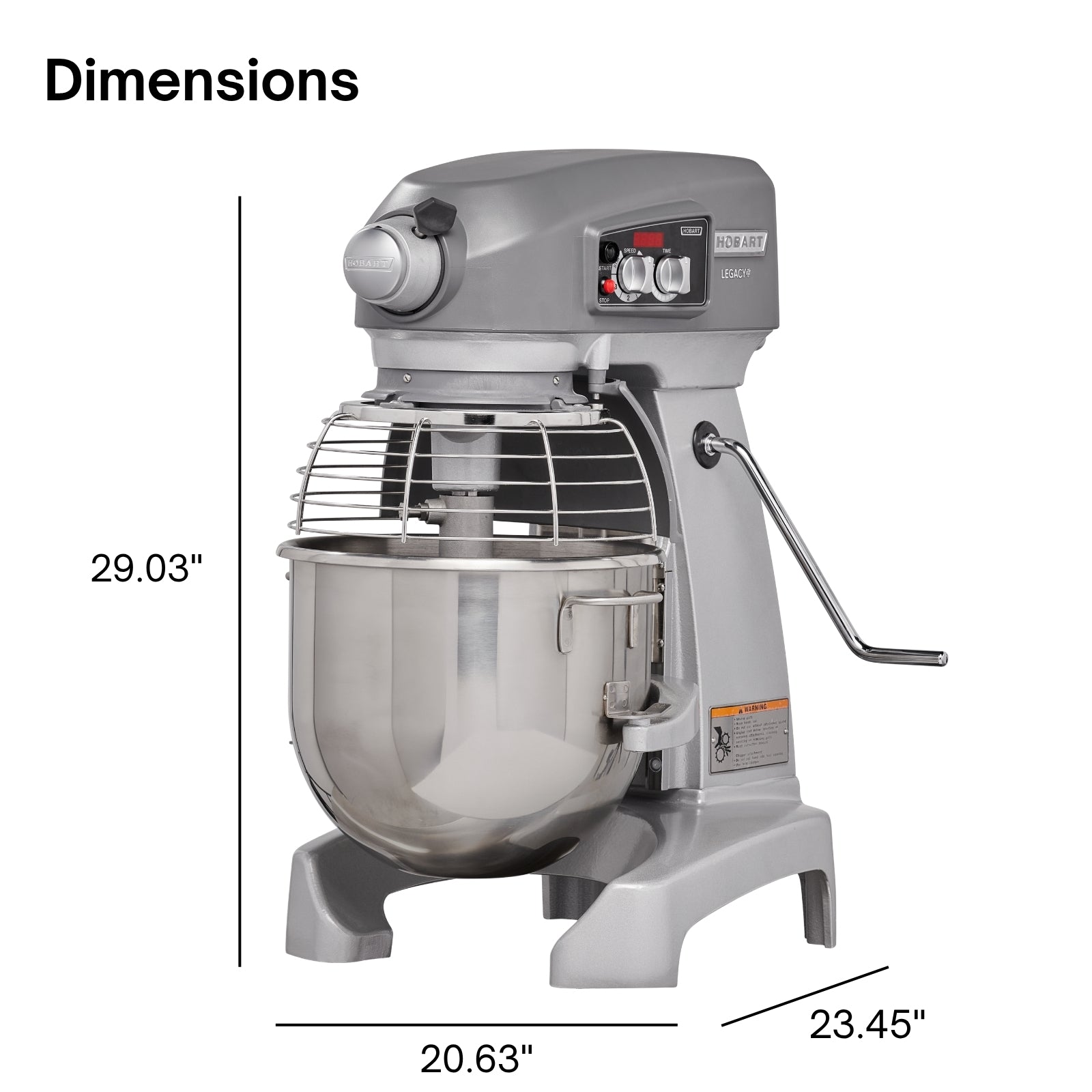 Hobart HL200-1STD 20 qt. 3 Speed Floor Mixer w/Bowl Guard | 1/2 HP