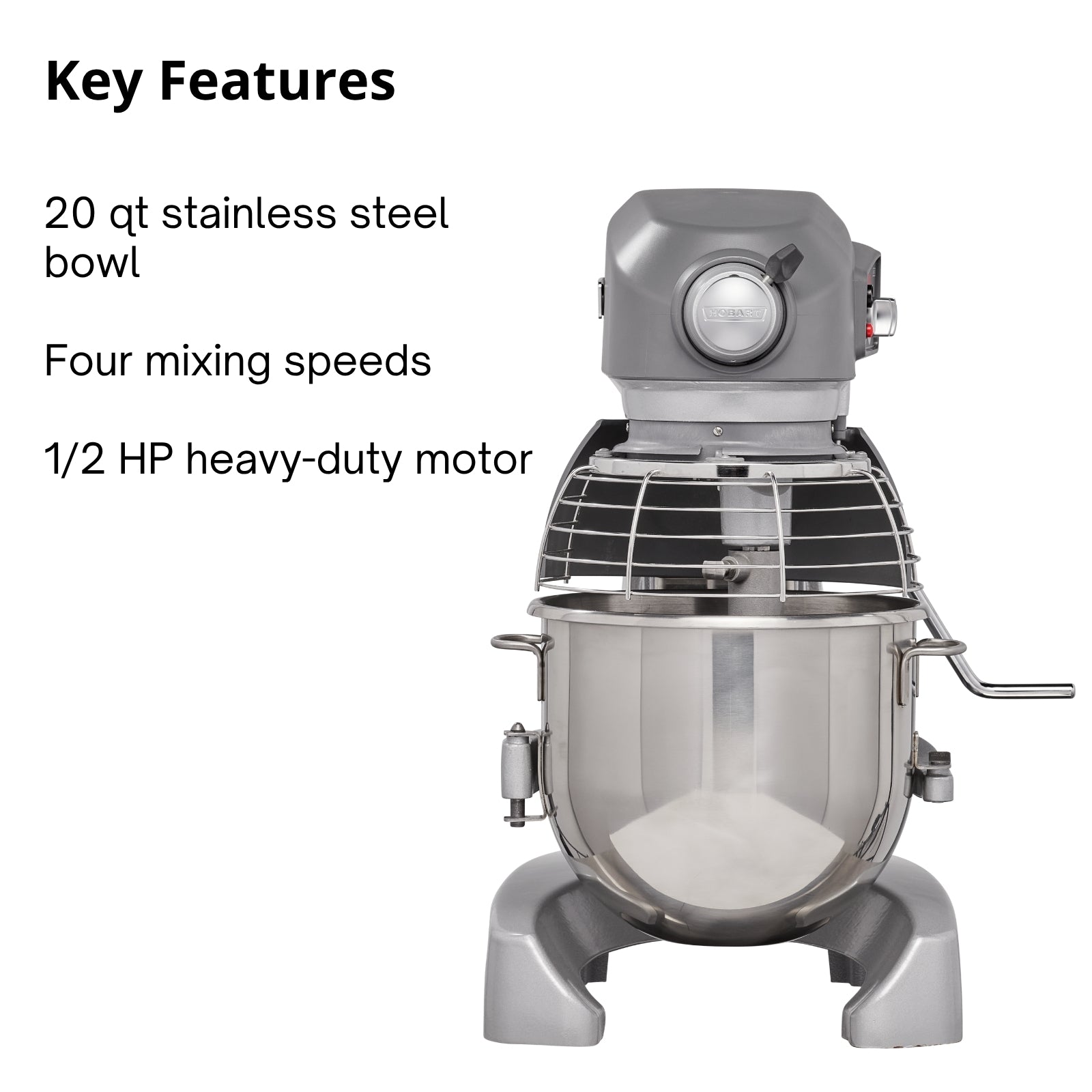 Hobart HL200-1STD 20 qt. 3 Speed Floor Mixer w/Bowl Guard | 1/2 HP