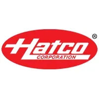 Logo of Hatco Corporation with a red oval and white text on a white background