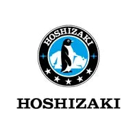 Hoshizaki logo featuring a penguin in a snowy landscape with stars.