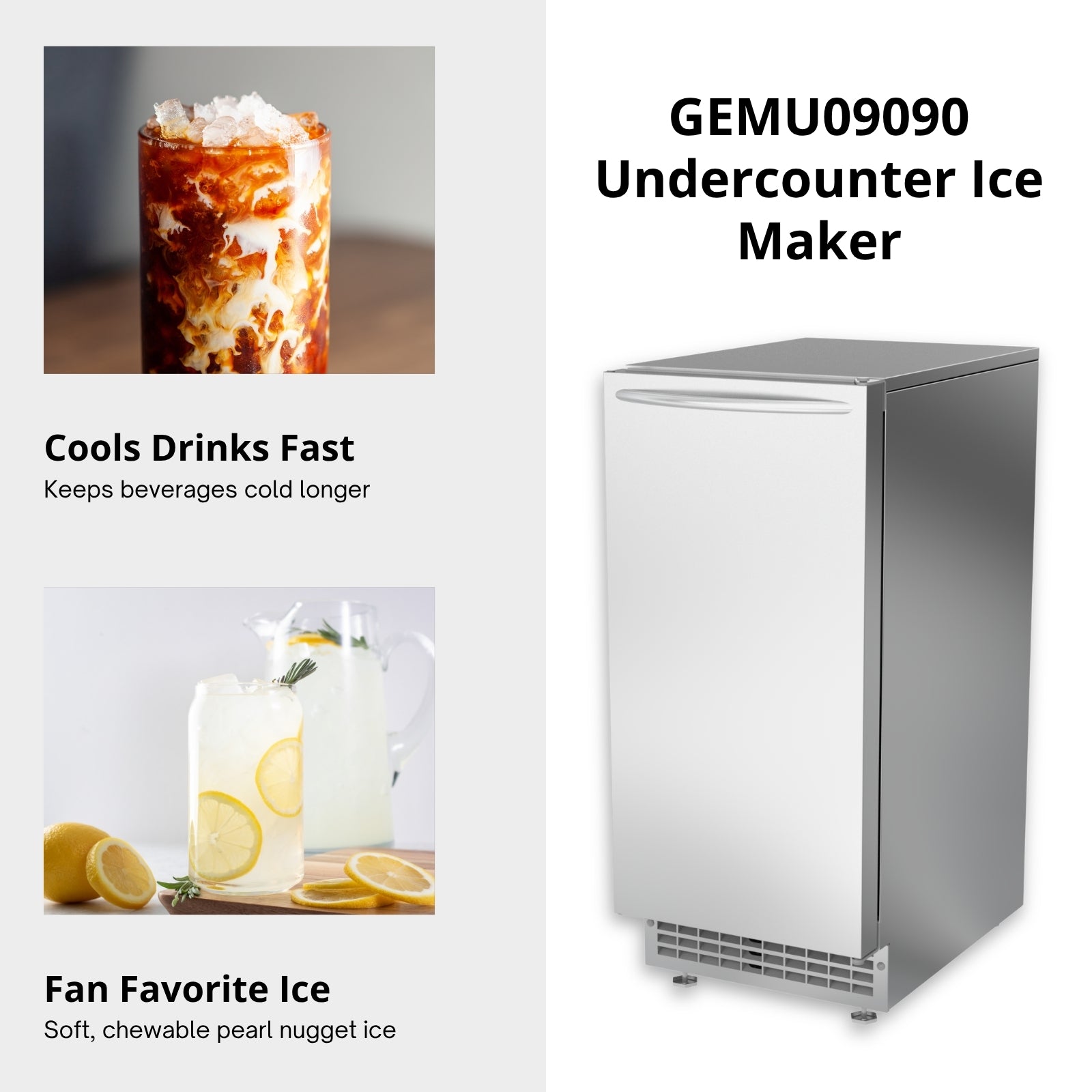 Ice-O-Matic GEMU090 85 lb. Air Cooled Undercounter Pearl Ice Machine | 22 lb. Bin