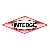 Intedge logo with red and black design on a white background
