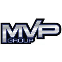 Logo of MVP Group with a metallic finish on a white background