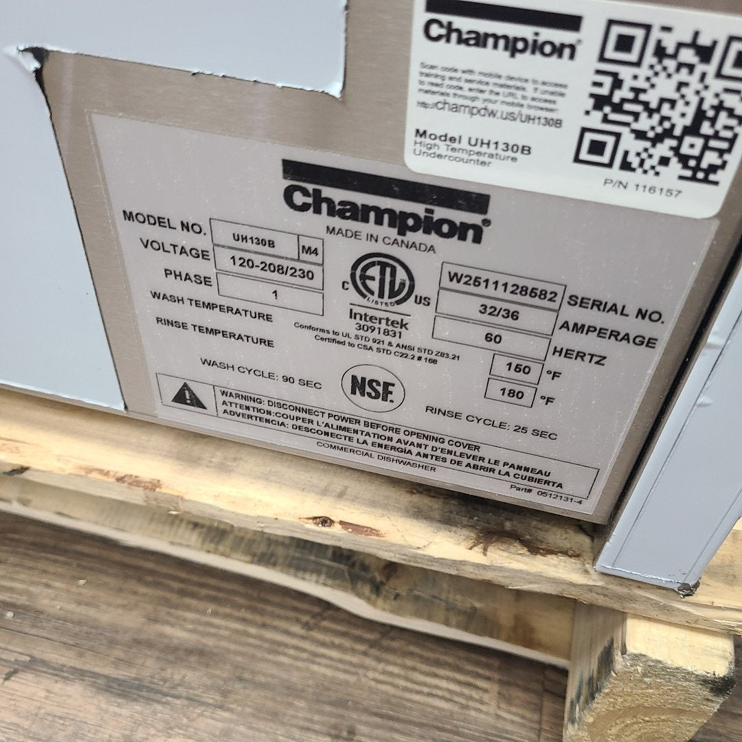 Champion UH130B Undercounter Dishwasher Scratch & Dent 8582