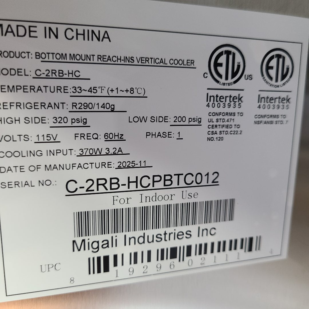 Scratch & Dent Migali Industries C-2RB-HC  No. 1061713