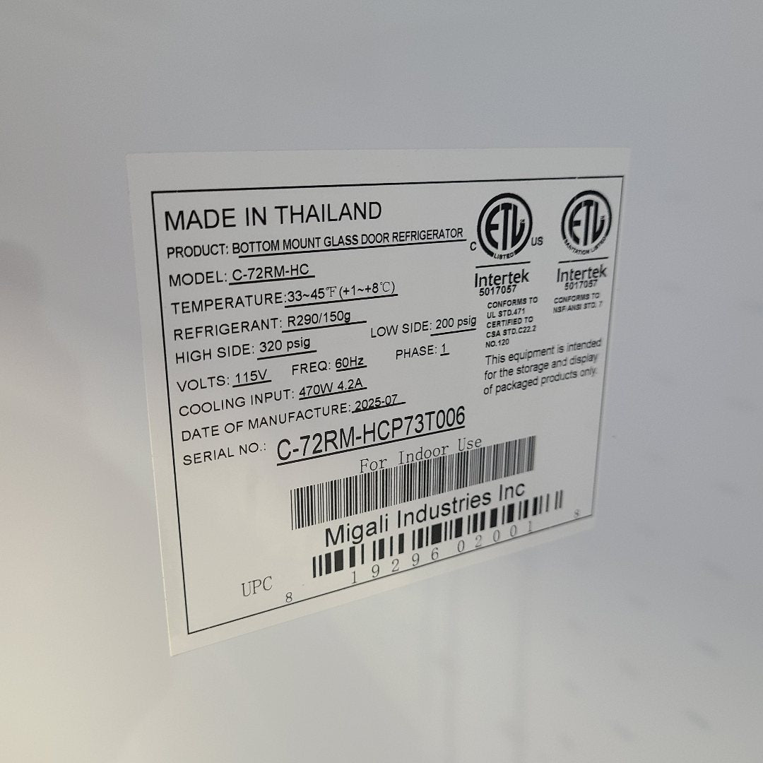 Migali C-72RM-HC 82" 3 Door Merchandiser Refrigerator (Scratch & Dent T006)
