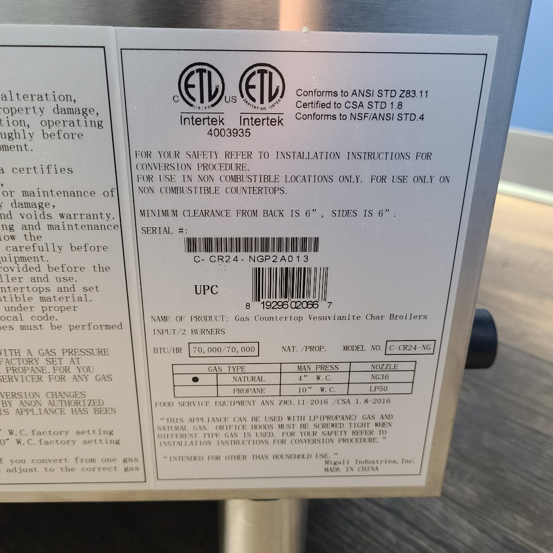 Scratch & Dent Migali Industries C-CR24-NG  No. 1061715