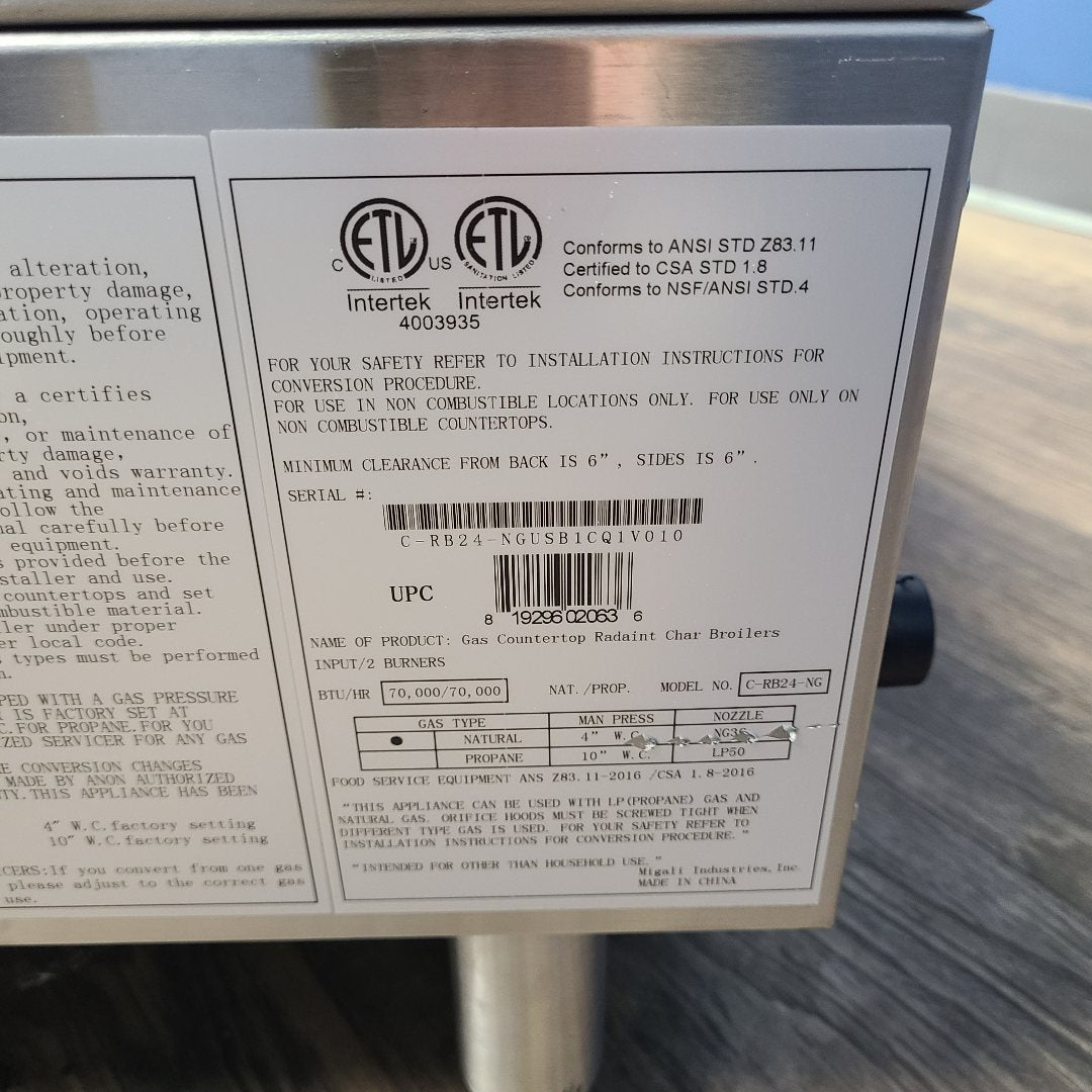 Scratch & Dent Migali Industries C-RB24-NG  No. 1061718