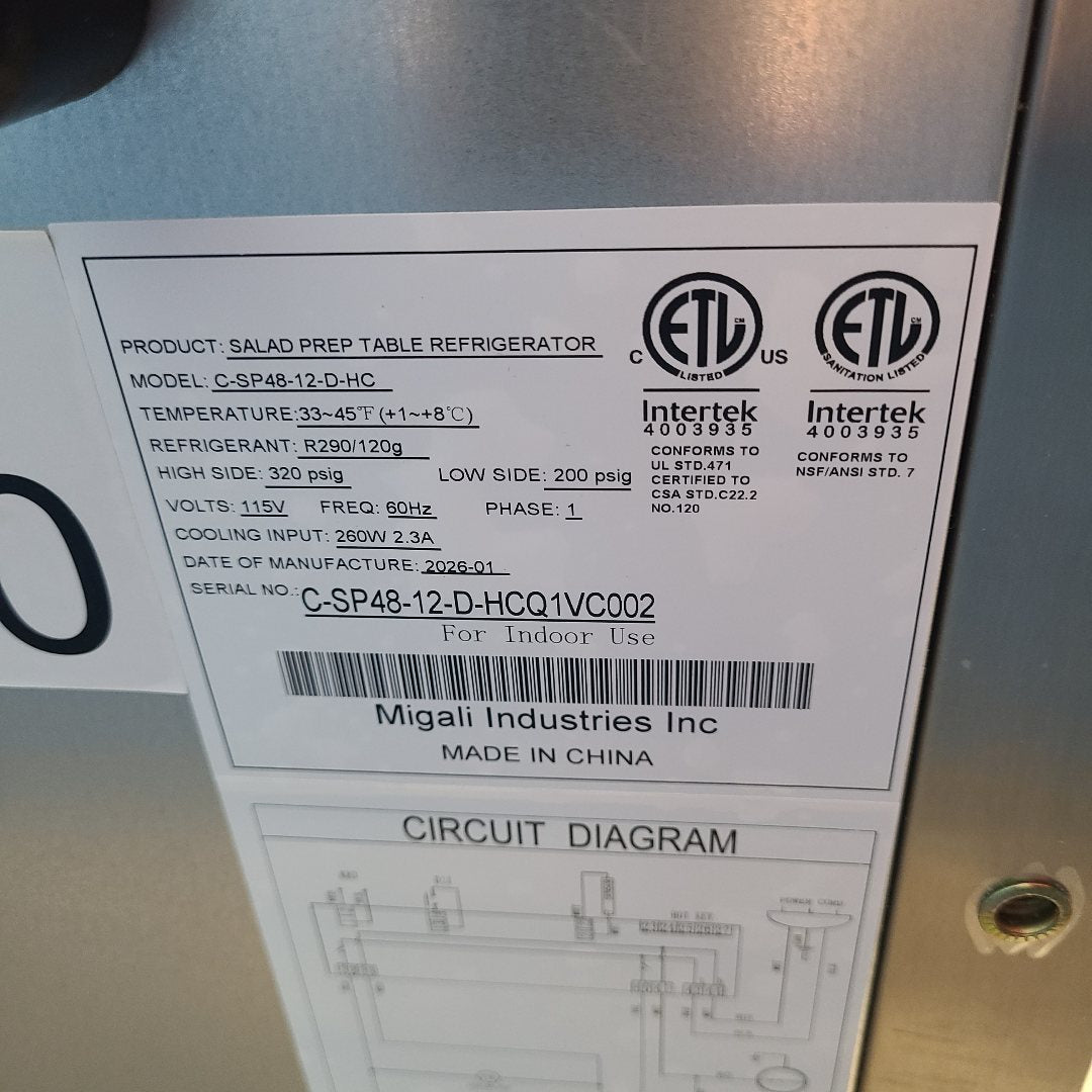 Scratch & Dent Migali Industries C-SP48-12-D-HC  No. 1061704