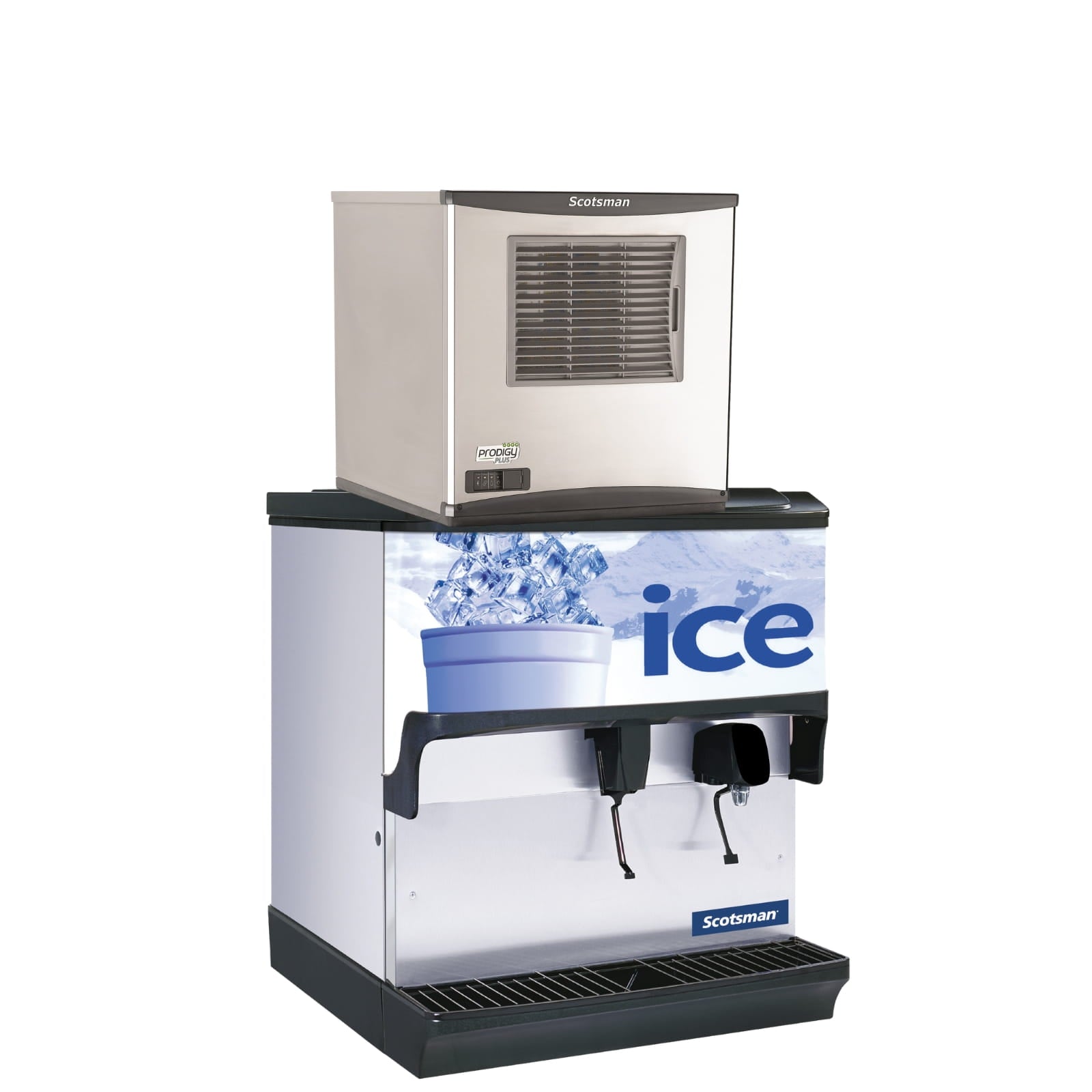 Scotsman NH0622AX-1 644 lb. Nugget Ice Maker w/ IOD200WF-1 Countertop Dispenser
