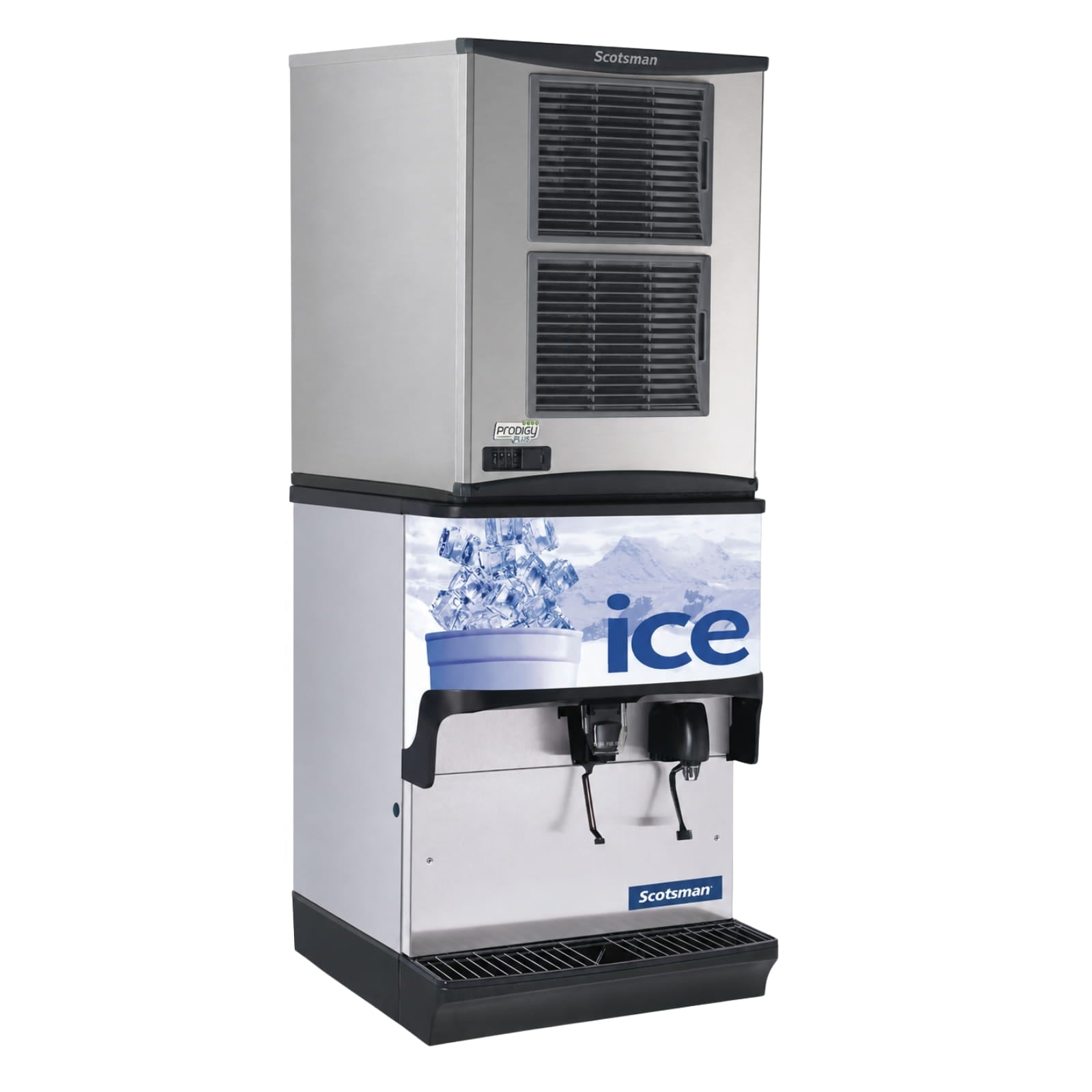 Scotsman NH0922AX-1 862 lb. Nugget Ice Maker w/ IOD150WF-1 Countertop Dispenser