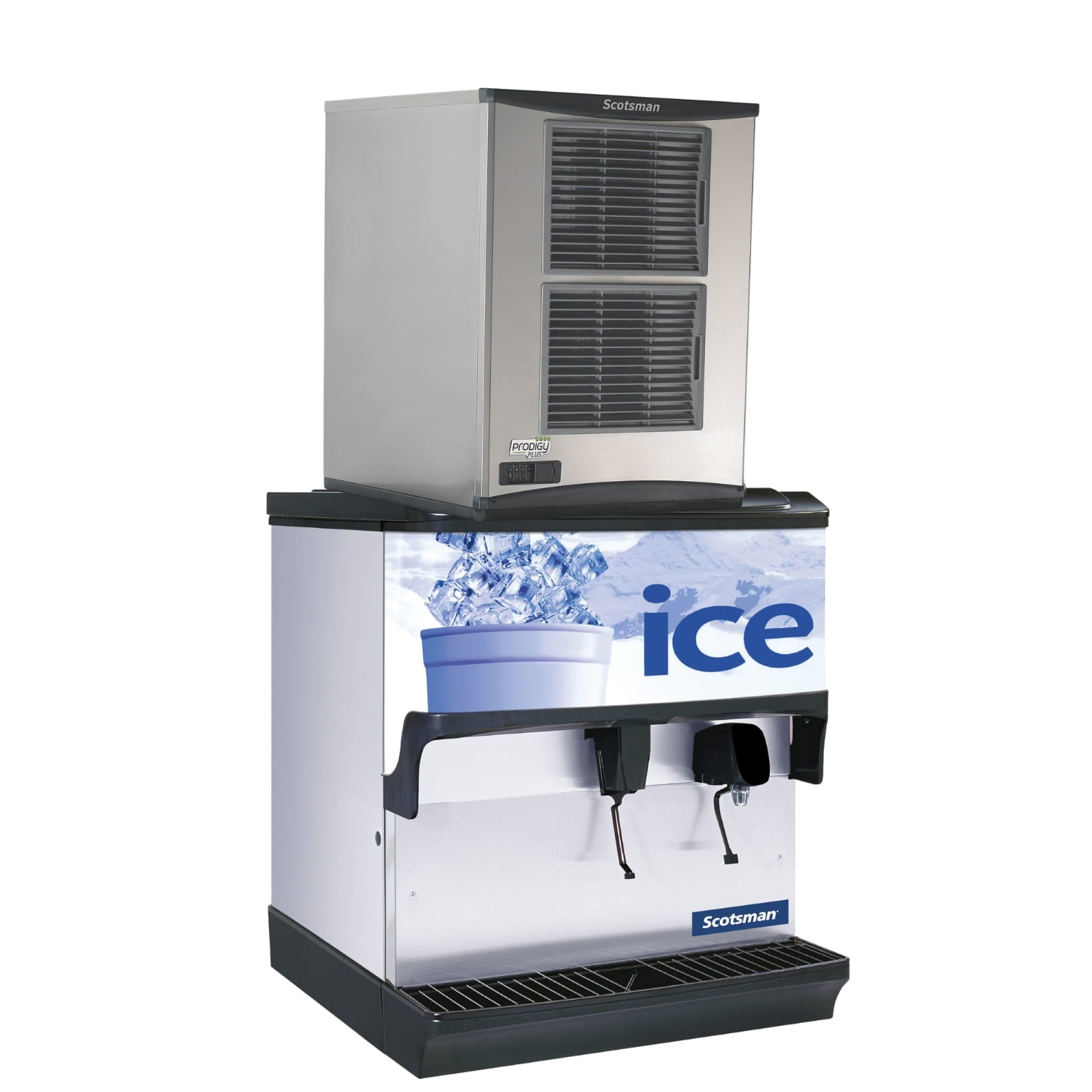Scotsman NH0922AX-1 862 lb. Nugget Ice Maker w/ IOD200WF-1 Countertop Dispenser