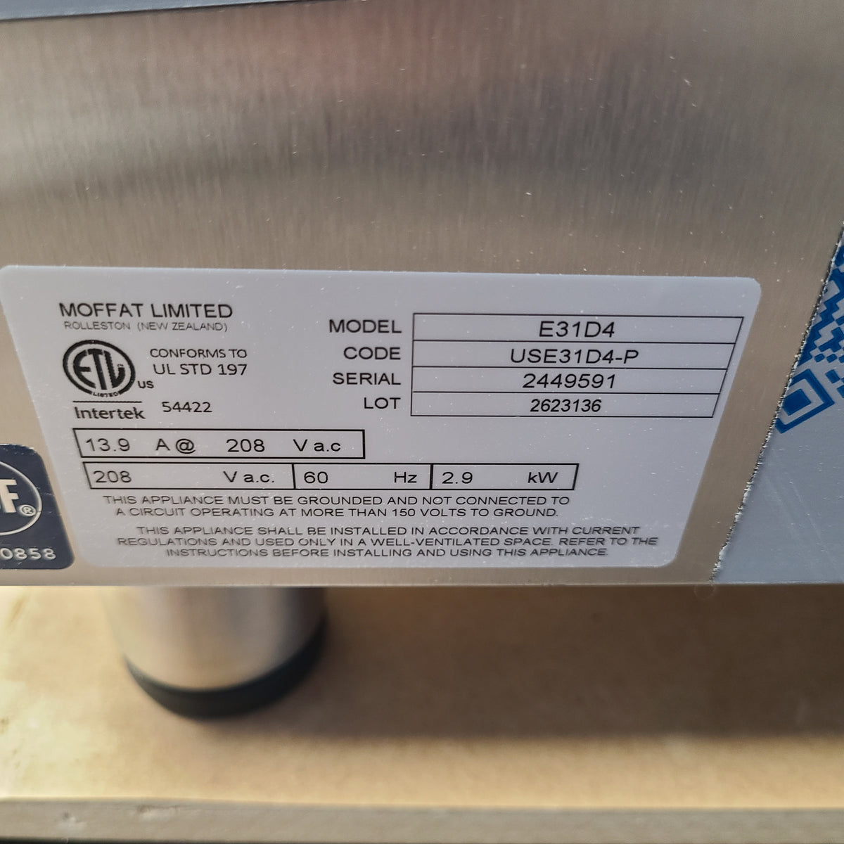 Moffat E31D4 Convection Oven (Scratch & Dent) No. 1086345