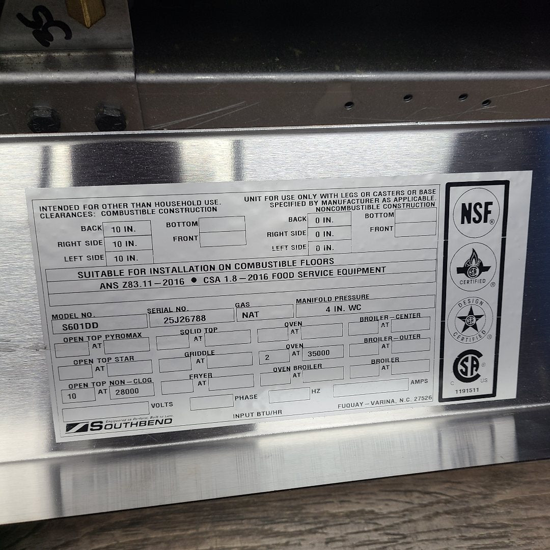 Scratch & Dent Southbend (Middleby) S60DD Range No. 1040079