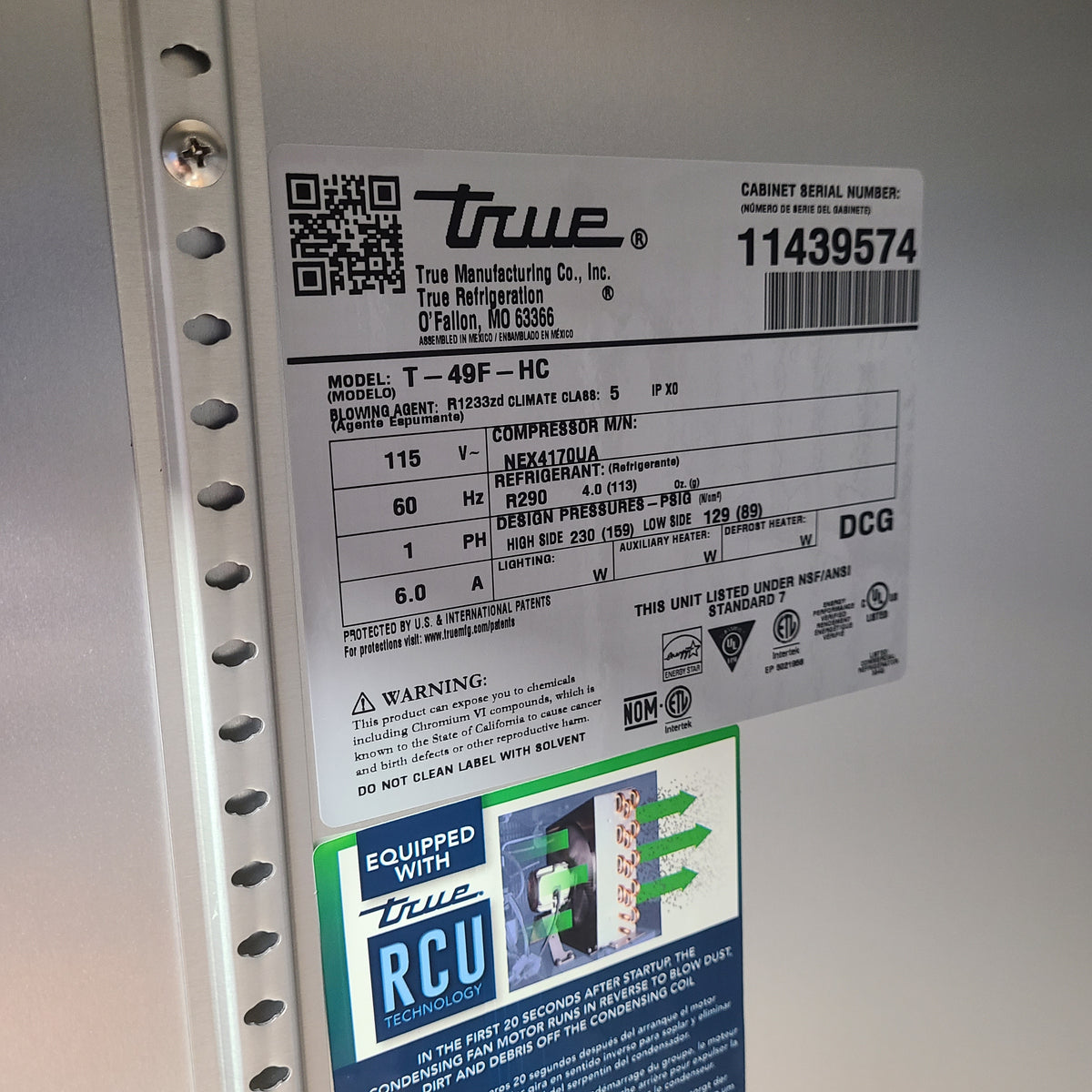 True Mfg. T-49F-HC Reach-In Freezer (Scratch & Dent) No. 1100201