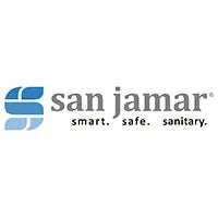 San Jamar logo with tagline 'smart, safe, sanitary' on a white background