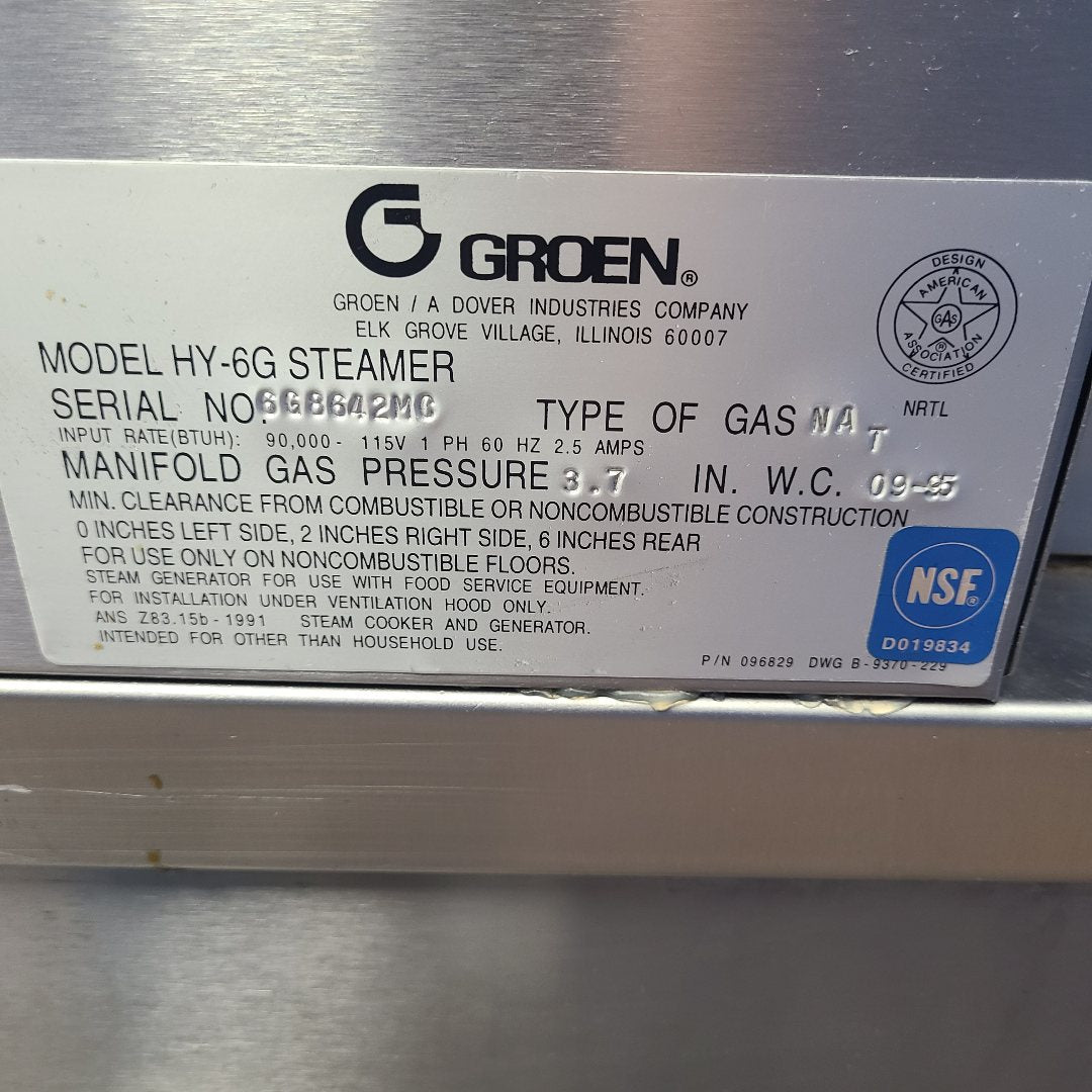 Used Groen HY-6G Convection Steamer No. 1012270
