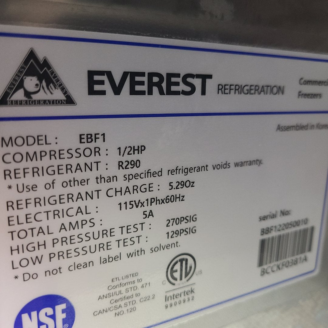 Everest Refrigeration EBF1 Reach-In Freezer (Used) No. 1016056