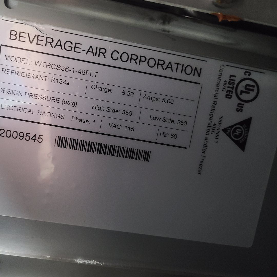 Used Beverage Air WTRCS36 Chef Base Refrigerator No. 1031650