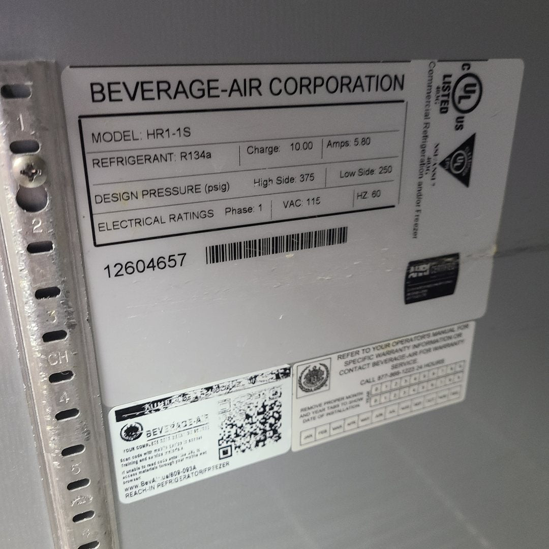 Used Beverage Air HRI-1S 1 Door Reach-In Refrigerator | Stock No. 1038927